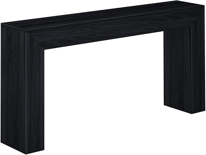 Plank+Beam Grand Console Table, 66 Inch Modern Solid Wood Sofa Table, Narrow Entryway Table for Hallway, Behind The Couch, Living Room, Foyer, Black Wirebrush