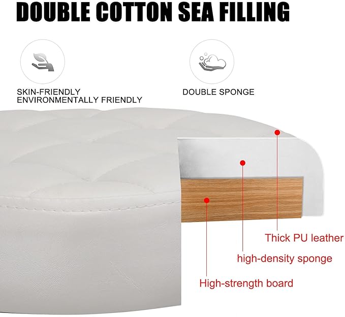 QiCheng&LYS Adjustable Height Sit Stand Round Office Stool Chair for Office Home Kitchen Wheelless Beauty Slip Stool (White)