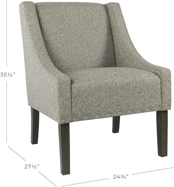 Homepop Home Decor | Upholstered Classic Swoop Arm Accent Chair | Accent Chairs for Living Room & Bedroom | Decorative Home Furniture, Sterling Grey