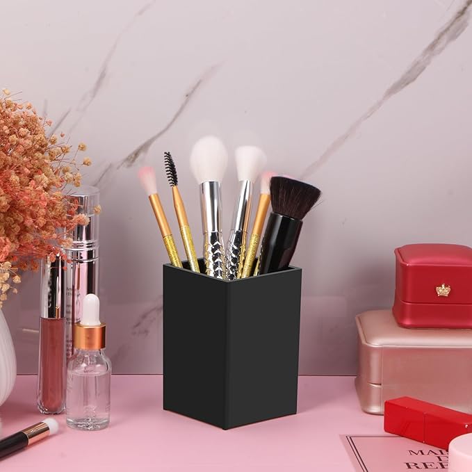 10Pack Black Acrylic Pen Holder, Desktop Pencil Organizer Makeup Brush Holder Acrylic Pencil Cup Stationery Pencil Holder for Desk Office Pen Organizer