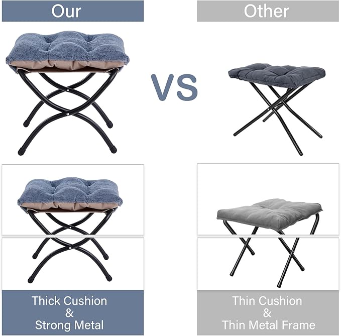 LITA Lazy Chair with Ottoman, Modern Accent Leisure Upholstered Sofa Chair, Lounge Reading Chair with Armrests and a Side Pocket for Living Room, Bedroom & Small Space, Plush Light Blue