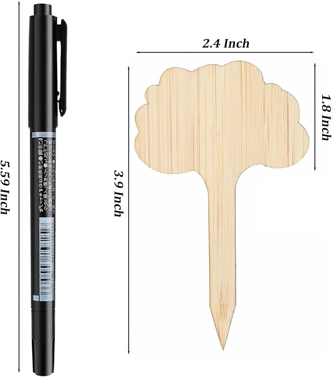 OBTANIM 75 Pack Bamboo Cloud Plant Labels with A Marker Pen, Garden Markers Sign Plant Tags for Seedling Potted Herbs Flowers Vegetables