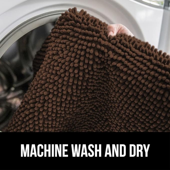 GORILLA GRIP Bath Rug Mat 30x20, Thick Soft Absorbent Chenille, Quick Dry Microfiber Mats, Rubber Backing Washable Shower Floor Rugs, Bathmat Runner, US Designed Bathroom Home Decor Accessories Brown