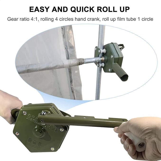 UYGALAXY 2PCS Greenhouse Sidewall Manual Film Roll up Hand Crank Winch for Greenhouse Ventilation ﻿Agricultural