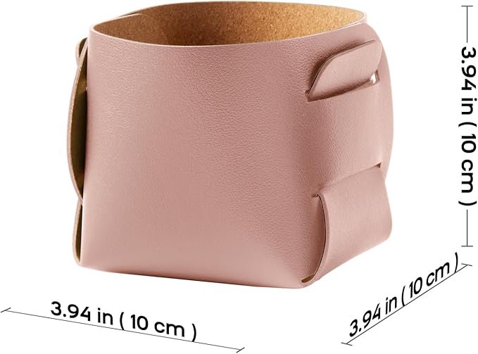 HOMIEAZICOZI 2-Pack Cork Leather Desk Accessories Storage - Pencil Pen Holder - Makeup Brush Holder Organizer - Stylish Addition to Home Decor (Pink)