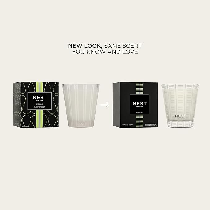 NEST New York Scented Classic Candle, Bamboo - 8.1 oz - Up to 60-Hour Burn Time - Reusable Glass Vessel