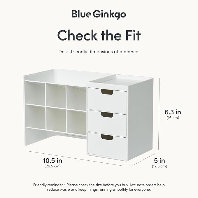BLUE GINKGO Hive Stack Desk Organizer – Stackable Pen Holder, Stationary Organizer with Drawers - Office Storage, School Supplies, Makeup (Made in Korea, White)