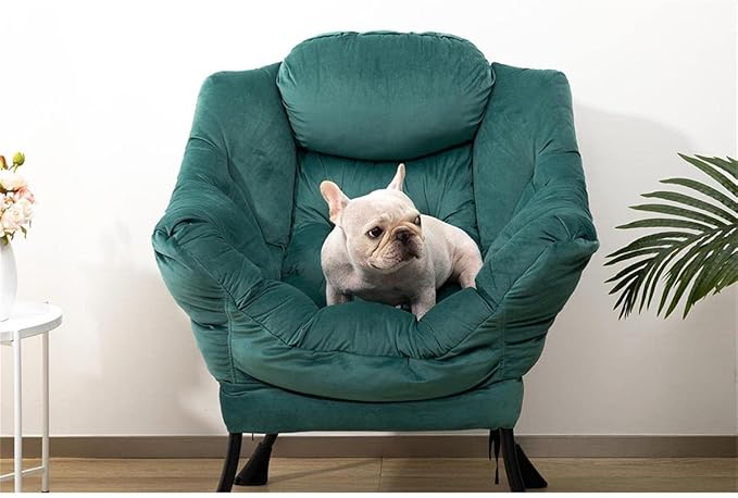 HollyHOME Modern Fabric Large Lazy Chair, Accent Oversized Comfy Reading Chair, Thick Padded Cozy Lounge Chair with Armrest, Leisure Sofa Chair for Living Room, Bedroom, Dorm, Dark Atrovirens