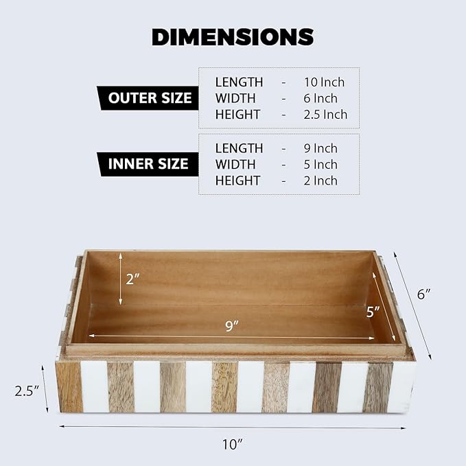 Handicrafts Home Marquet Chevron Decorative Box Shelf Decor, Dressing Table Organizer, Storage Box with Lid–Resin Inlay & Wood Organizer Box–Modern Decor, Keepsake, Jewelry Box for Women-10X6X2.5 inch