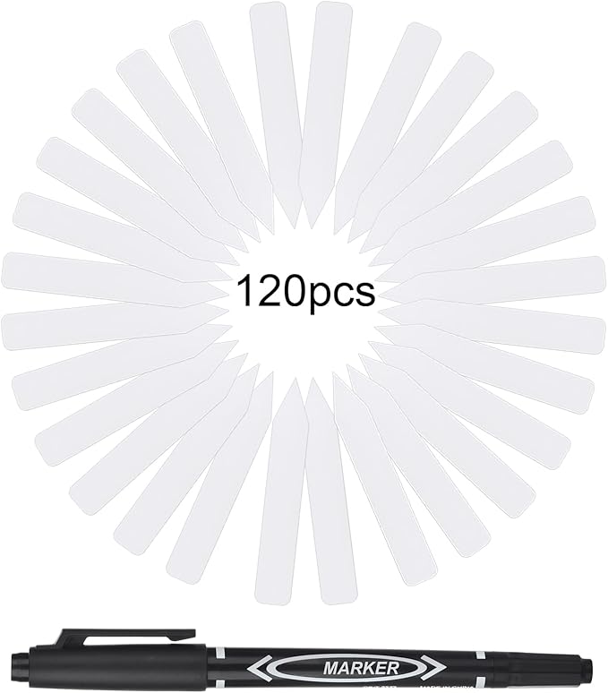 Plant Labels 120PCS, Darfukei Outdoor Waterproof Garden Markers, Plastic Nursery Seed Plant Tags with Bonus a Permanent Marking Pen, Gardening Gifts for Women Men…