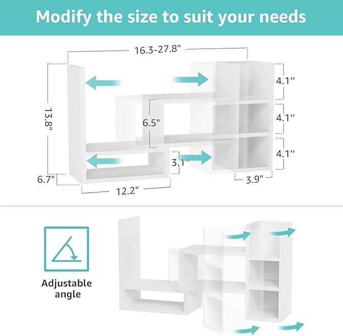 Desk Shelves Desktop Orgnizer Shlef - White Office Organization for Top of Desk Organizers and Accessories Corner Bookshelf Table Top Shelving Small Hutch Decorations for Women Office