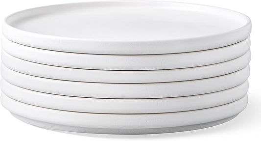 AmorArc Stoneware Dinner Plates Set of 6, 10.5 Inch Reactive Matte Glaze Ceramic Plates Set, Modern Dinnerware Dish set for Kitchen,Microwave, Dishwasher Safe, Scratch Resistant,Matte White