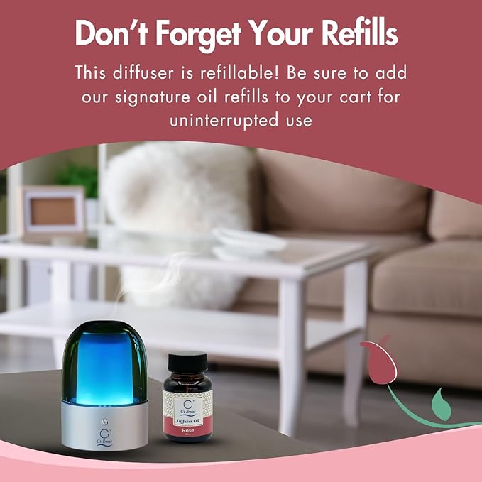 G's Breeze Rose Diffuser Oil Refill - Enchanting Aroma of Blooming Roses – Create a Romantic, Luxurious Atmosphere – Ideal for Home & Office – Long-Lasting Floral Fragrance - 60 ML