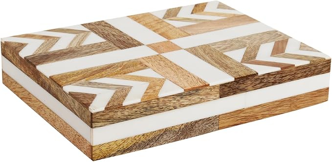 Handicrafts Home Handmade Decorative Storage Box with Lid – Jewelry Organizer, Keepsake Holder & Gift Box, Patisserie Adorn Made with Resin Inlay, Wood & Pine MDF, cajas organizadoras8X6X1.5 inch