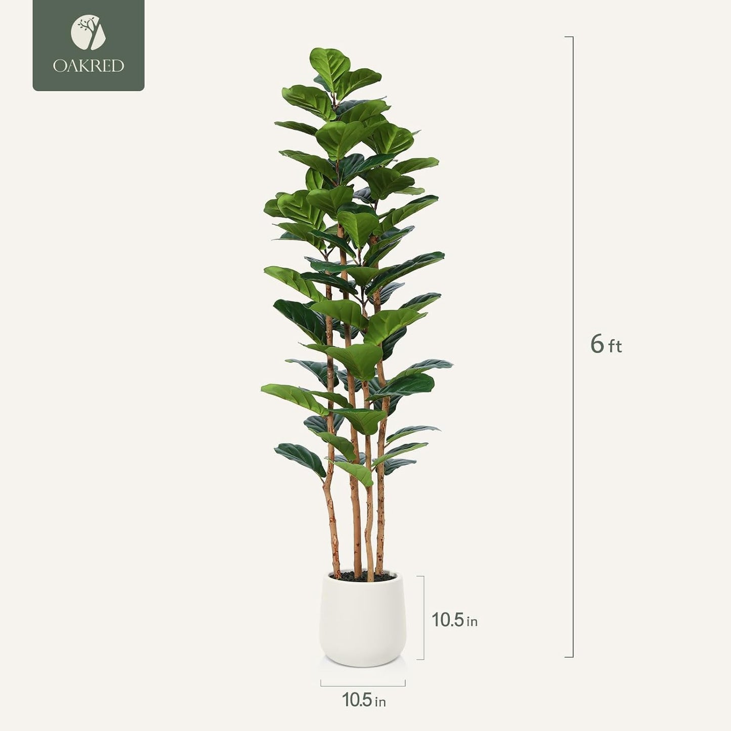 Artificial Fiddle Leaf Fig Tree with White Planter, 6ft Tall Fake Tree with Natural Wood Trunk for Home Decor, Faux Ficus Tree Fake Moss for Indoor Office Living Room