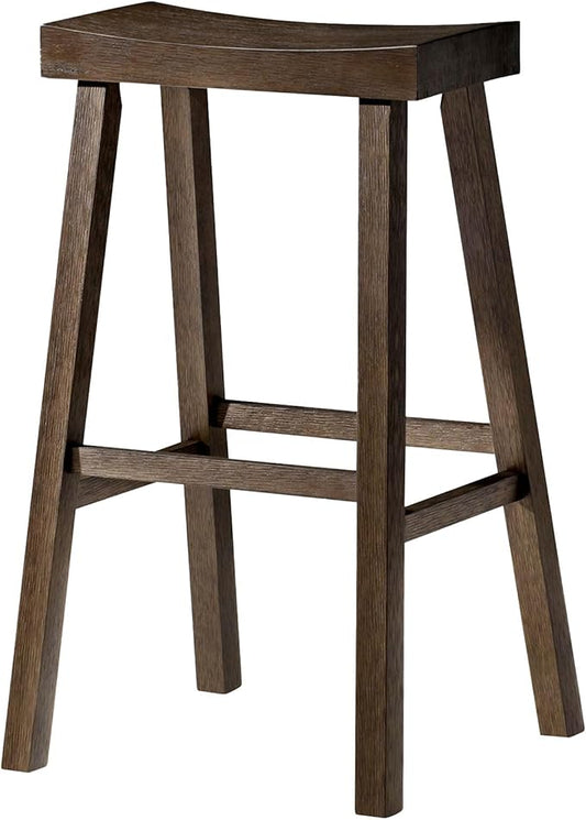 Maven Lane Kitchen Bar Stool, Modern Farmhouse Wood Barstool, Kitchen Island Chairs, Pub Bar Height Stools For Kitchen, Wide Comfortable Seat Backless Bar Stools, Vincent 31 Inch, Antiqued Brown