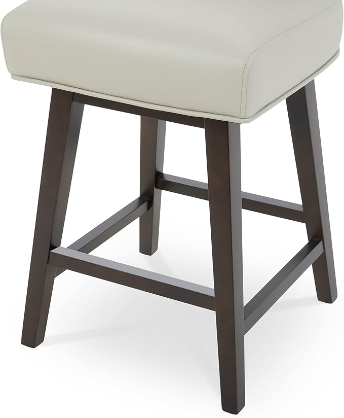 CHITA 26 Inch Counter Height Swivel Bar Stools Set of 2, FSC Certified Modern Upholstered Faux Leather Swivel Barstool Chair with Back, Creamy Grey