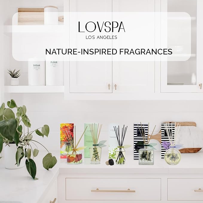 LOVSPA Reed Diffuser Set, Cinnamon & Clove Buds Scented Oil Diffuser with Sticks, Home Fragrance Accessories for Bathroom Shelf Decor, Aroma Diffusers for Home or Office Fall Decor, USA Made