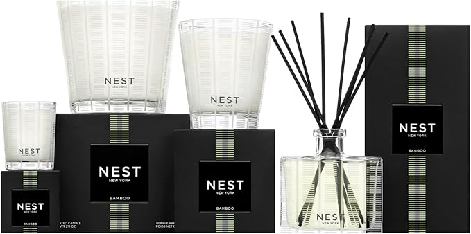 NEST New York Scented 3-Wick Candle, Bamboo - 21.2 oz - Up to 100-Hour Burn Time - Reusable Glass Vessel