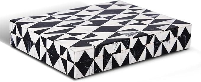 Handicrafts Home Handmade Harlequin Collection Decorative Jewelry Box Organizer – Keepsakes, Trinkets, and Home Decor – Antique Coffee Table Storage, Memory Box, Farmhouse Style Decor, 6x8x1.5