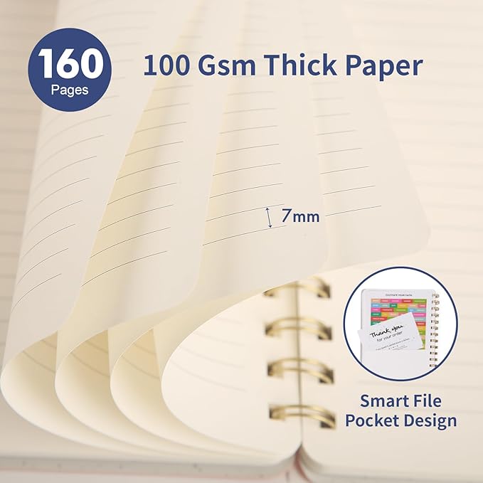 Lined Spiral Notebook College Ruled A5 Journal Book for Note Taking, 160 Pages Writing Journal for Office and Home School Supplies 5.75x8.125 inch (6pack-Navy Blue)