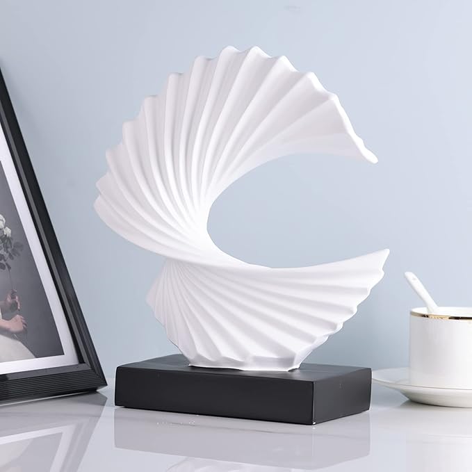 White Wave Sculpture, Modern Ocean Wave Home Accents, Resin Art Statue for Shelf, Coffee Table, TV Stand Adornos Modernos