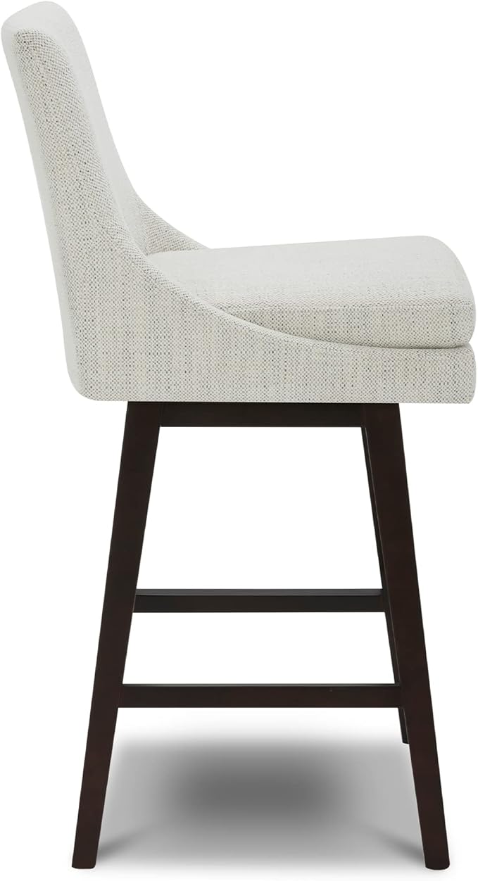 CHITA Bar Height Swivel Barstool with Back Set of 2, FSC Certified Upholstered Bar Stool, 30.7" H Seat Height, Fabric in Ivory