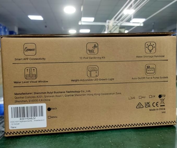 iDOO Hydroponics Growing System Kit 12Pods, Christmas Gifts for Women Mom, Herb Garden Indoor with LED Grow Light for Home, Built-in Fan, Auto-Timer, Adjustable Height Up to 11.3", 12Pods WiFi-Black