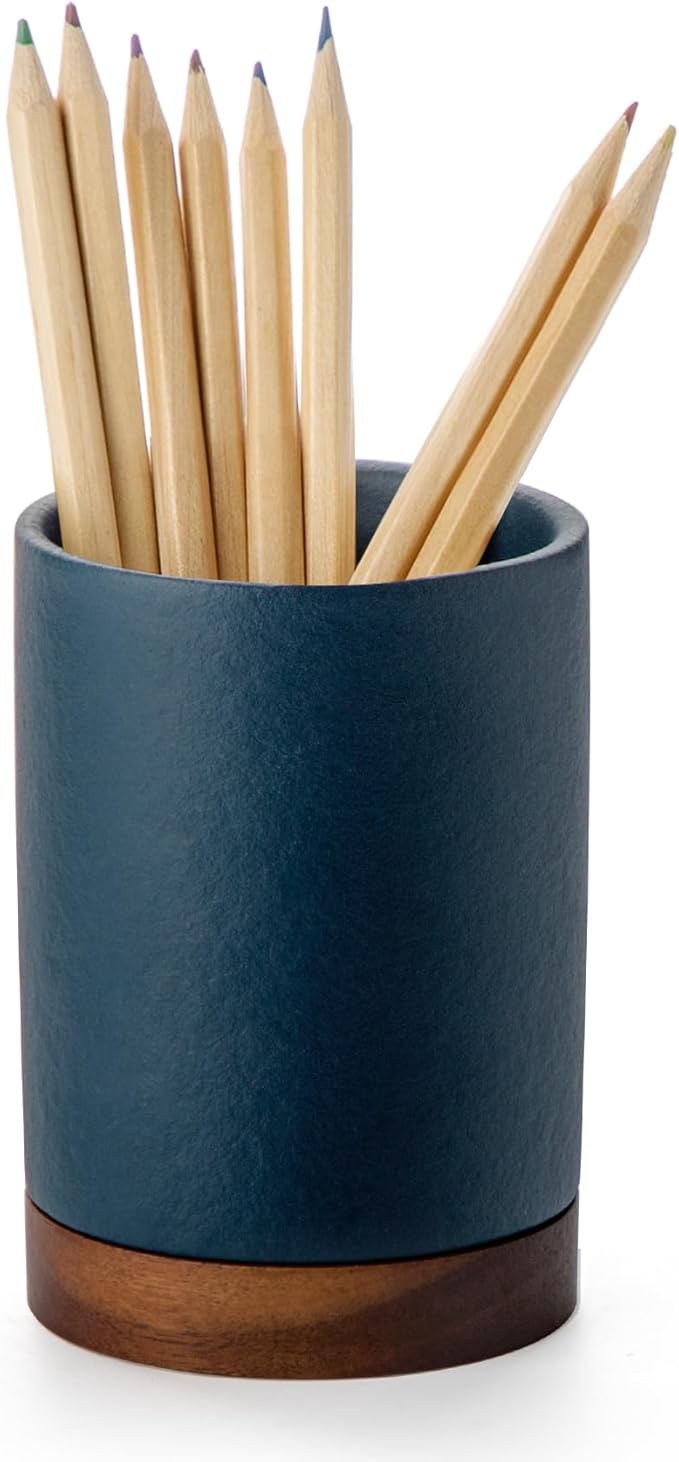 Pen Holder for Desk, Ceramic Pencil Organizer & Makeup Brush Holder, Office Decor and Desk Accessories，Perfect Office Organization,Teacher Supplies(Royal Blue, Set / 1)
