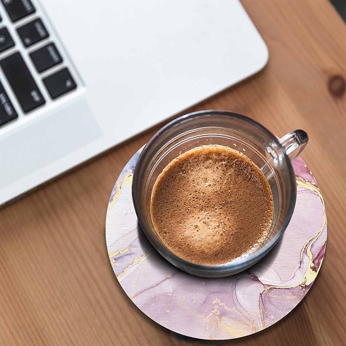 Modern Art Marble Texture Coasters Set for Wood Table Mixing Alcohol Ink Colors Design Fluid Water Design Tabletop Protection Mat for Mugs and Cups 4 Inch for Kitchen Office Home