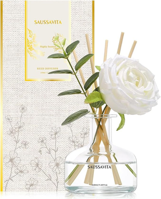 Reed Diffusers Set, 7.10 oz Flower Scented Diffuser with 7 Sticks, Long Lasting Home Fragrance for 120 Days, Perfect for Bathroom, Shelf Decor, Air Fresheners