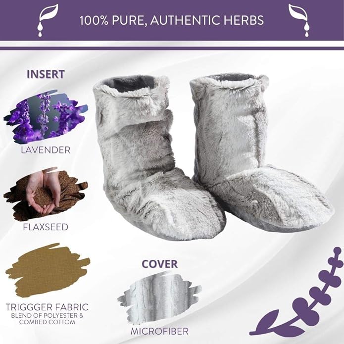 Sonoma Lavender Spa Booties, Microwavable Heated Slippers, Luxury Herbal Booties, Herbal Aromatherapy Foot Warmer