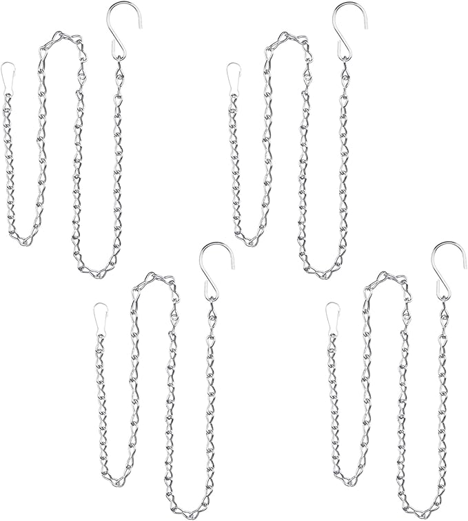 YINGFENG 4 Pack 35 Inch Silver Hanging Chain for Hanging Bird Feeders, Bird Houses, Hanging Planters, Baskets, Birdbaths, Lanterns, Wind Chimes, Billboards, Signs and Ornaments, etc