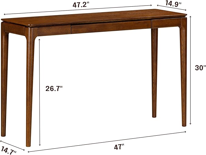 NTC Mingle Modern Wooden Rectangle Console Table with Hidden Drawer – Waterproof & Heat Resistant, Dark Walnut