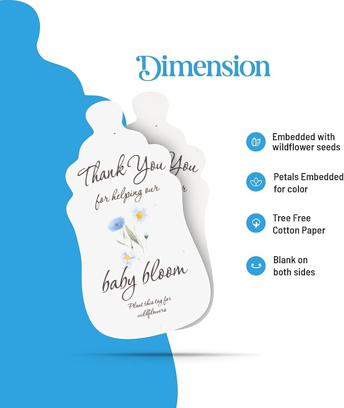 Plantable Bottle Shaped Seed Paper – 15 Blue Baby Shower Favors for Guests with Wildflower Seeds, Baby Shower Gifts for Guest