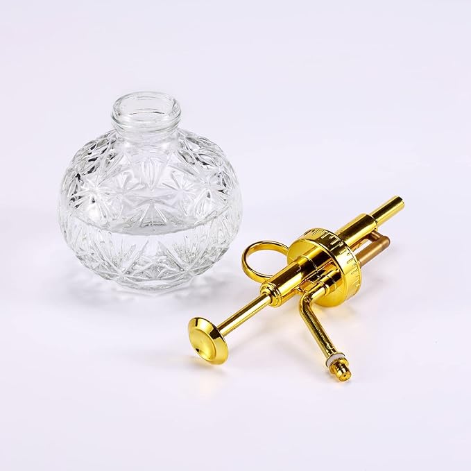 Glass Plant Mister Spray Bottle, 6.5" Clear Glass Water Spray Bottle with Gold Top Pump Small Watering Can, Small Plant Sprayer Mister for Indoor Outdoor House(Clear+Gold E)