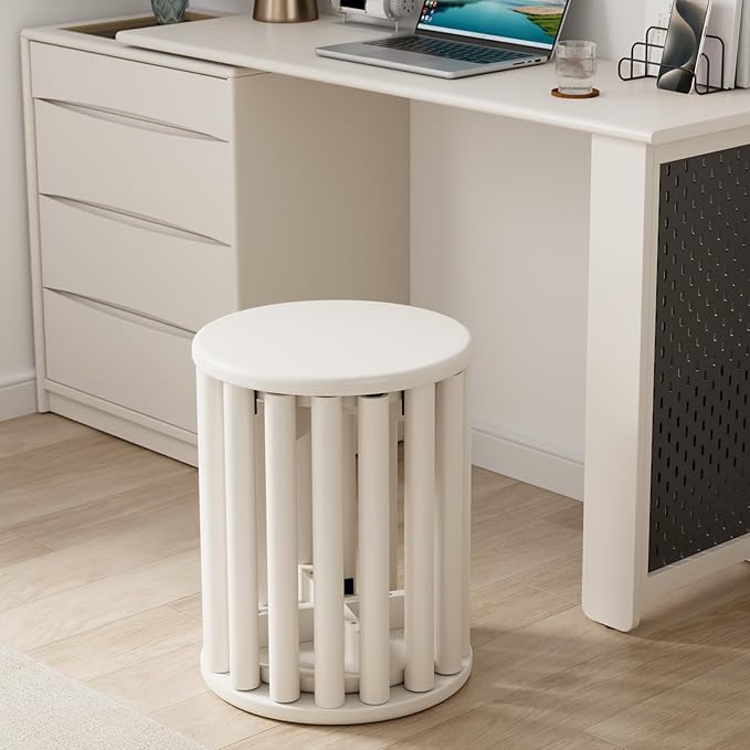 Stackable Wood Round Stools Set of 4, 18 Inch Top Side Tables Sturdy and Durable, No Installation Required for Nesting End Table, Barstool, White