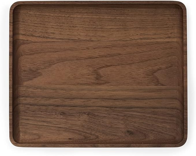 Oakywood Handcrafted Wooden Catchall Tray - Wooden Desk Organiser - Made in The EU - Natural Wood Desktop Storage - Customizable in 3 Sizes - Natural Walnut - 24x20 cm (9.4"x7.9")