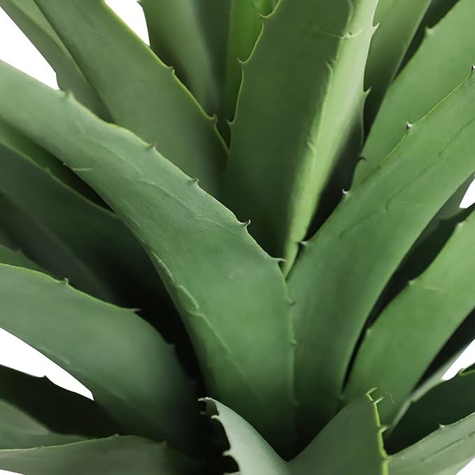 Damomo 27 Inch Agave Artificial Plant, Sansevieria Snake Feaux Plants Fake Green Plastic Barbed Potted, Greenery Decoration Office/Garden/Indoor(2pcs)