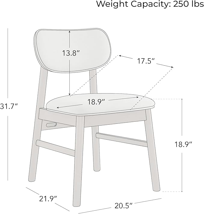 CHITA Upholstered Dining Chairs Set of 2, Mid Century Modern Kitchen & Dining Room Chairs, Solid Wood Frame in Walnut, Chenille Fabric in Silver (Gray)