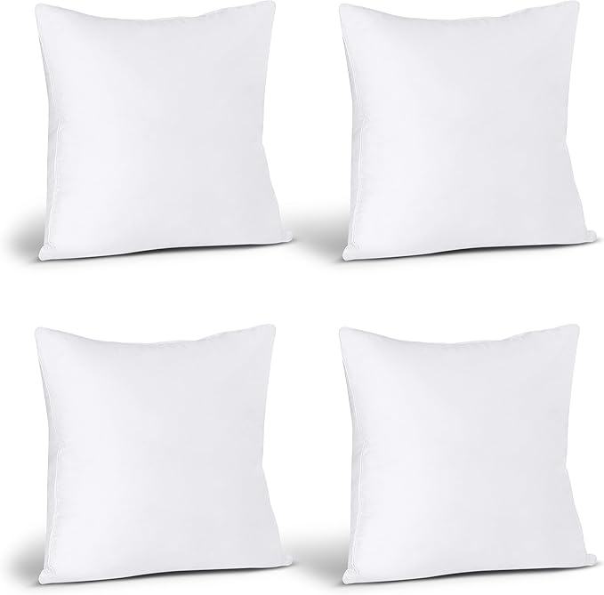 Utopia Bedding Throw Pillows (Set of 4, White), 22 x 22 Inches Pillows for Sofa, Bed and Couch Decorative Stuffer Pillow