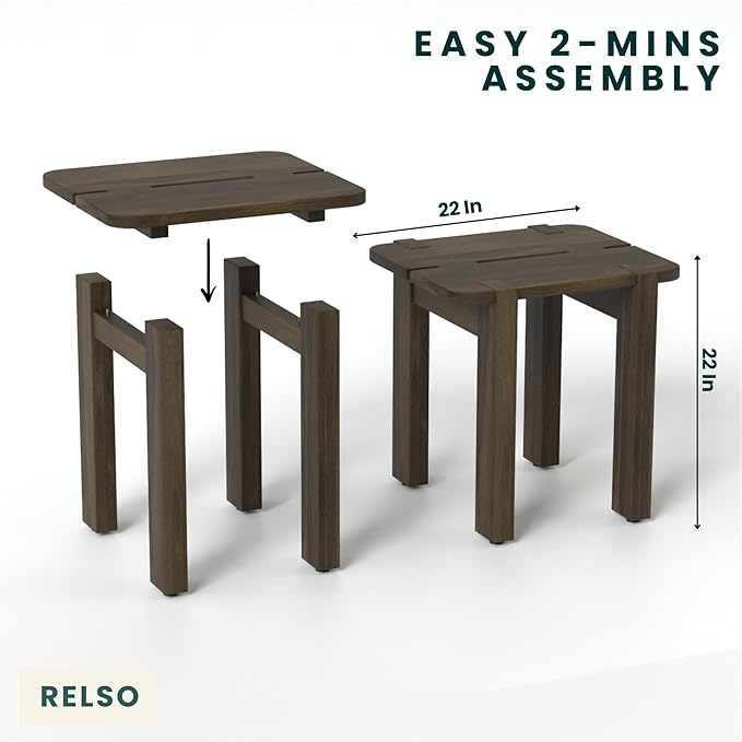 Mocha Mango Wood Accent Table - Handcrafted Coffee Finish Side Table for Living Room, Bedroom, Entryway, Patio, Pool | Small Sofa Shelf, Plant Stand, Nightstand | Outdoor & Indoor use | Easy Assembly