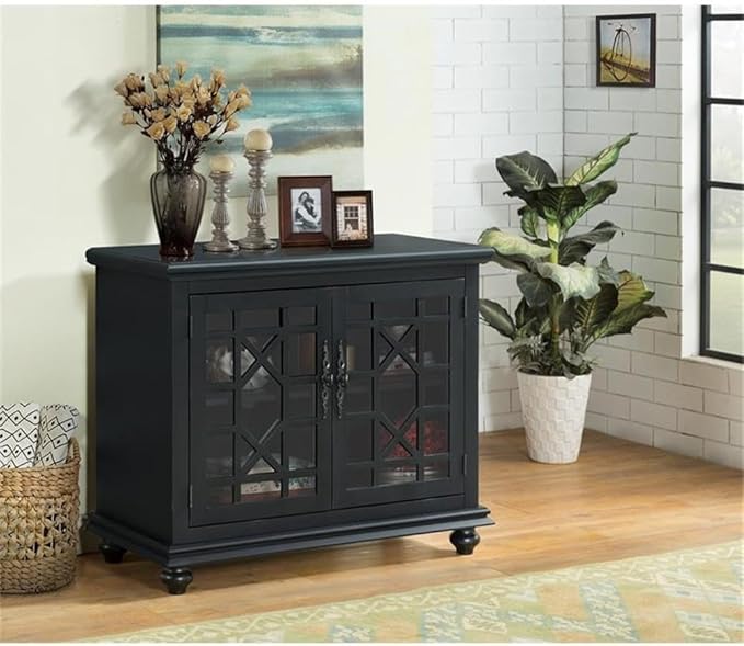 Martin Svensson Home Small Spaces TV Stand 2-Door Accent Cabinet, 38" W x 32" H, Antique Black