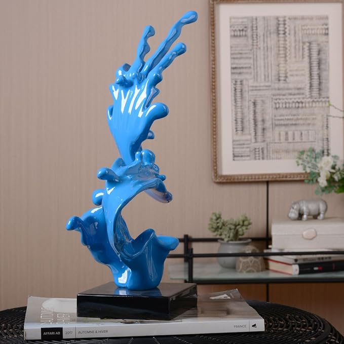 HAUCOZE Modern Sculpture Decor Abstract Statue Figurine Sea Wave Arts Gifts Polyresin Crafts 16.0 inch