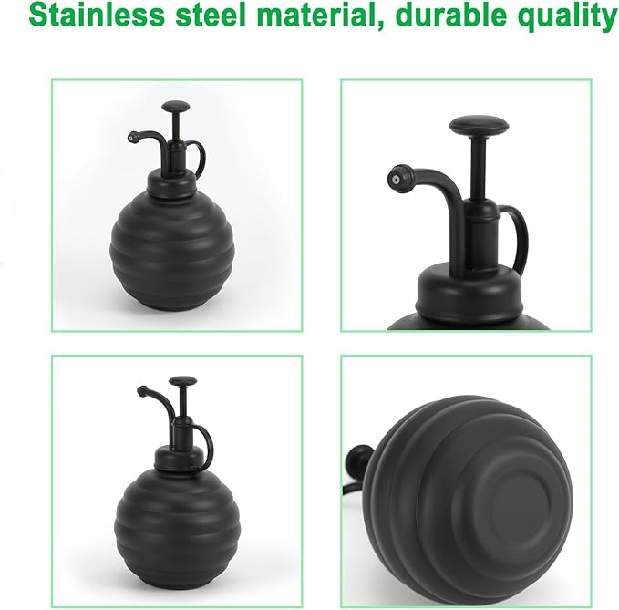 Plant Mister Spray Bottle, 500ml/17oz, Vintage Style Water Sprayer (Black)