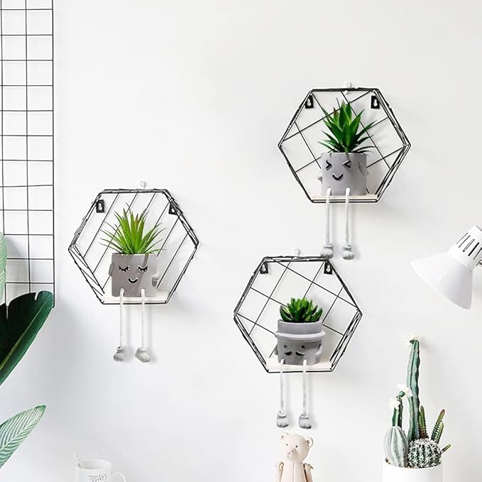 MAKHOT 4 Pcs Creative Artificial Succulent Plants with Cement Pot, Fake Small Plant for Desk Faux Succulents for Bathroom Decor, Mini Plants Succulent Cute Hanging Leg Potted for Office Shelf Decor