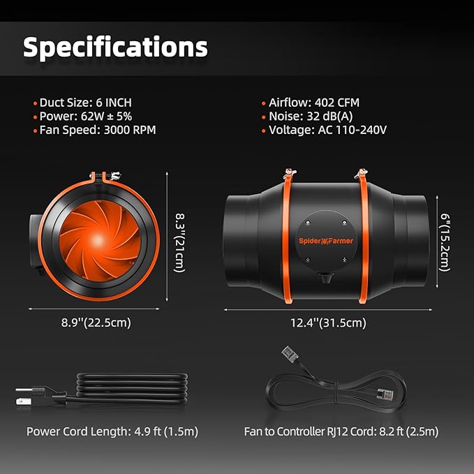 Spider Farmer SF4000 Grow Tent Kit Complete 4x4x6.6ft Samsung LM301H EVO LED Diodes, 450W Grow Light Complete System Grow Tent Set 48"x48"x80" with 6" Ventilation System GGS Smart Controller 2025