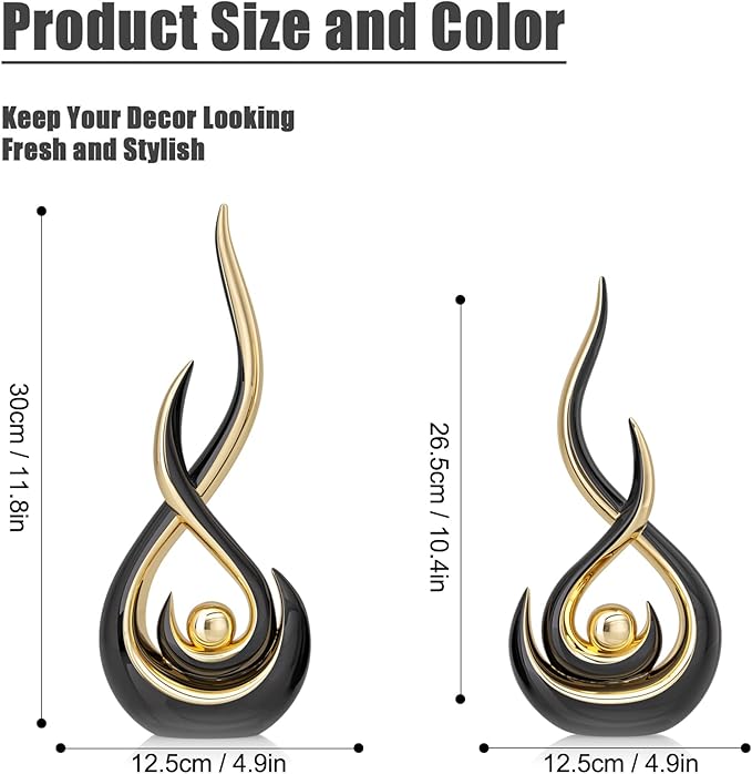 XMGZQ Modern Abstract Art Home Decor Accent,Contemporary Statues Coffee Table Decor for Living Room,Table Centerpieces for Dining Room,Ceramic Sculptures Knick Knacks for TV Stand Show Piece (Black)