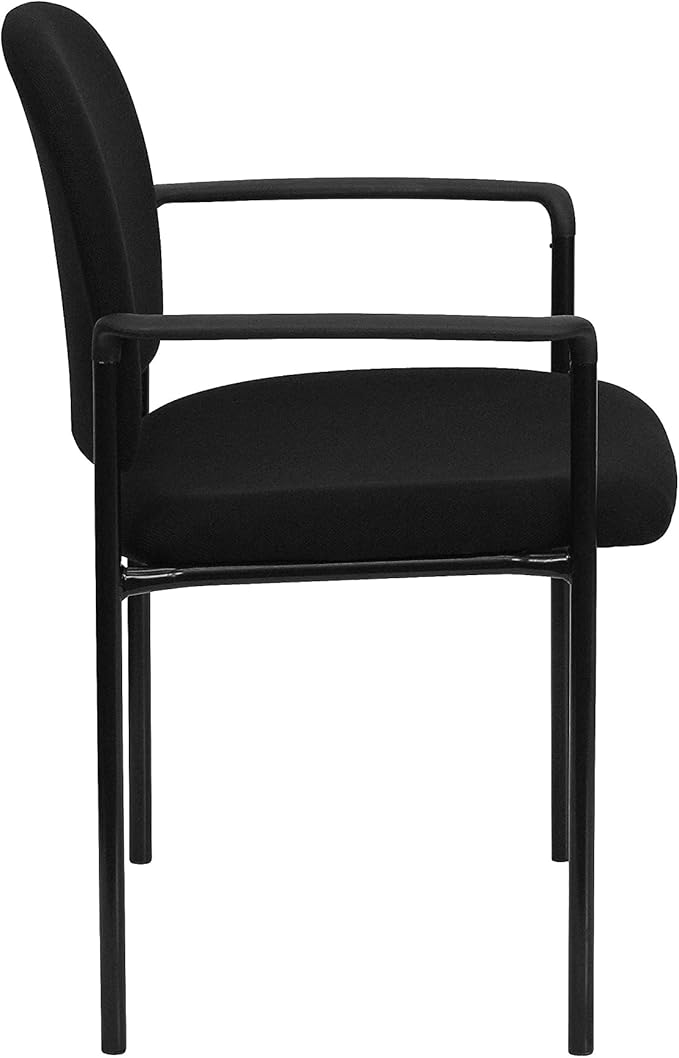 Flash Furniture Tiffany Side Reception Chair with Armrests, Stackable Fabric Waiting Room Chair for Commercial or Residential Use, Black