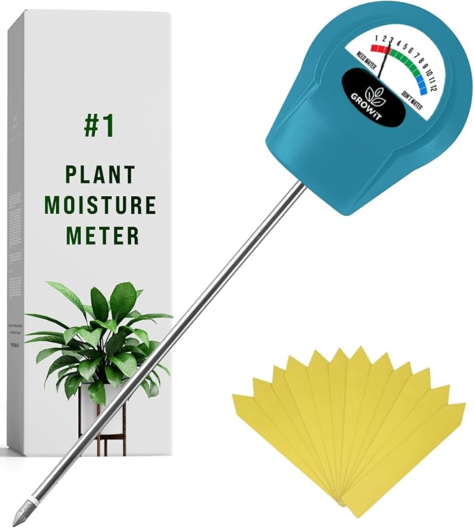 GROWIT Soil Water Monitor for Plants - Soil Moisture Meter | Hydrometer for Plants | Plant Moisture Meter Houseplants | Water Tester for Plants | Farming Indoor and Outdoor Plants-Teal